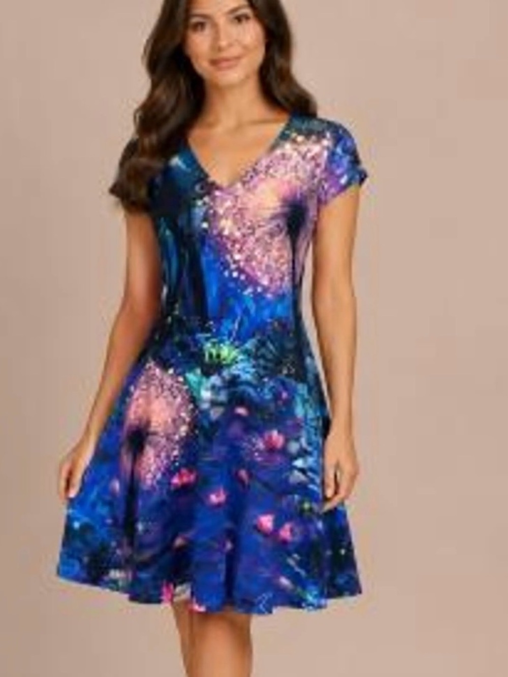 HTF Mary Katranzou v neck fit and flare Dress